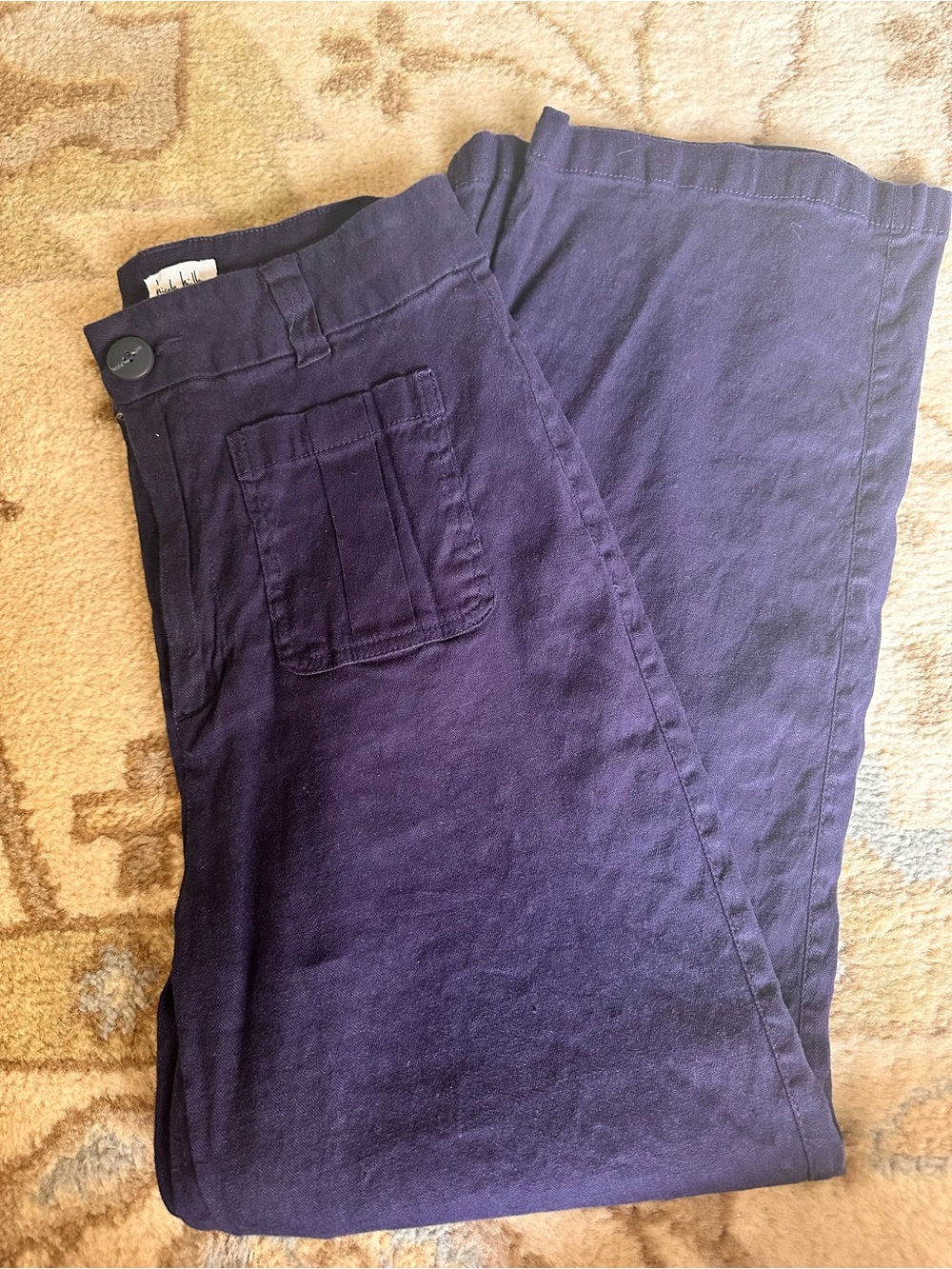 Nicole Miller New York Navy Linen Blend Utility Pants Size 8